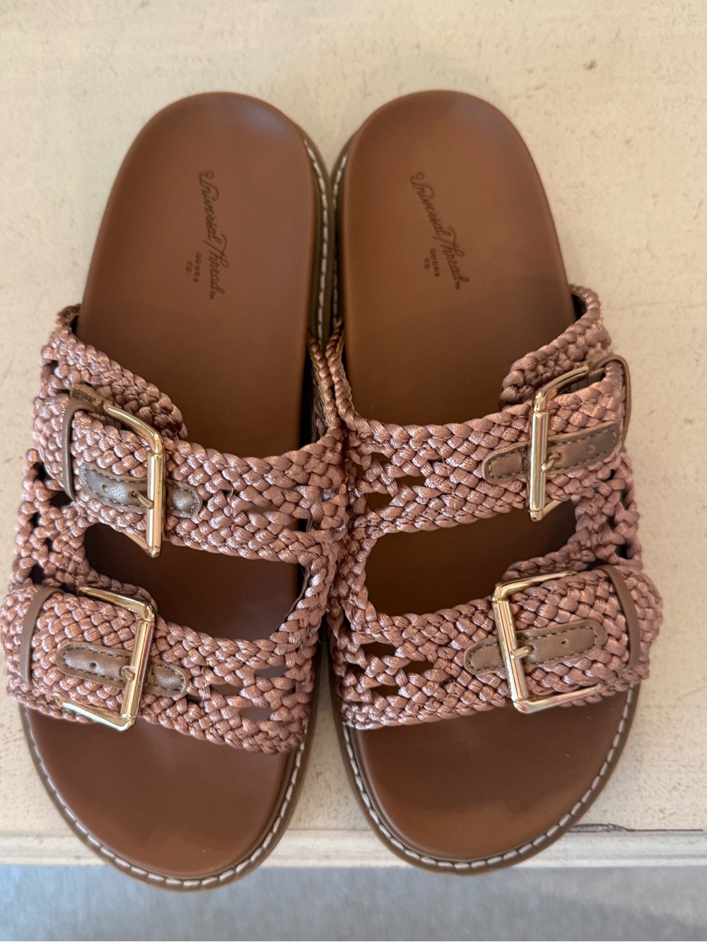 Universal thread Blush Braided Double-Buckle Slide Sandals